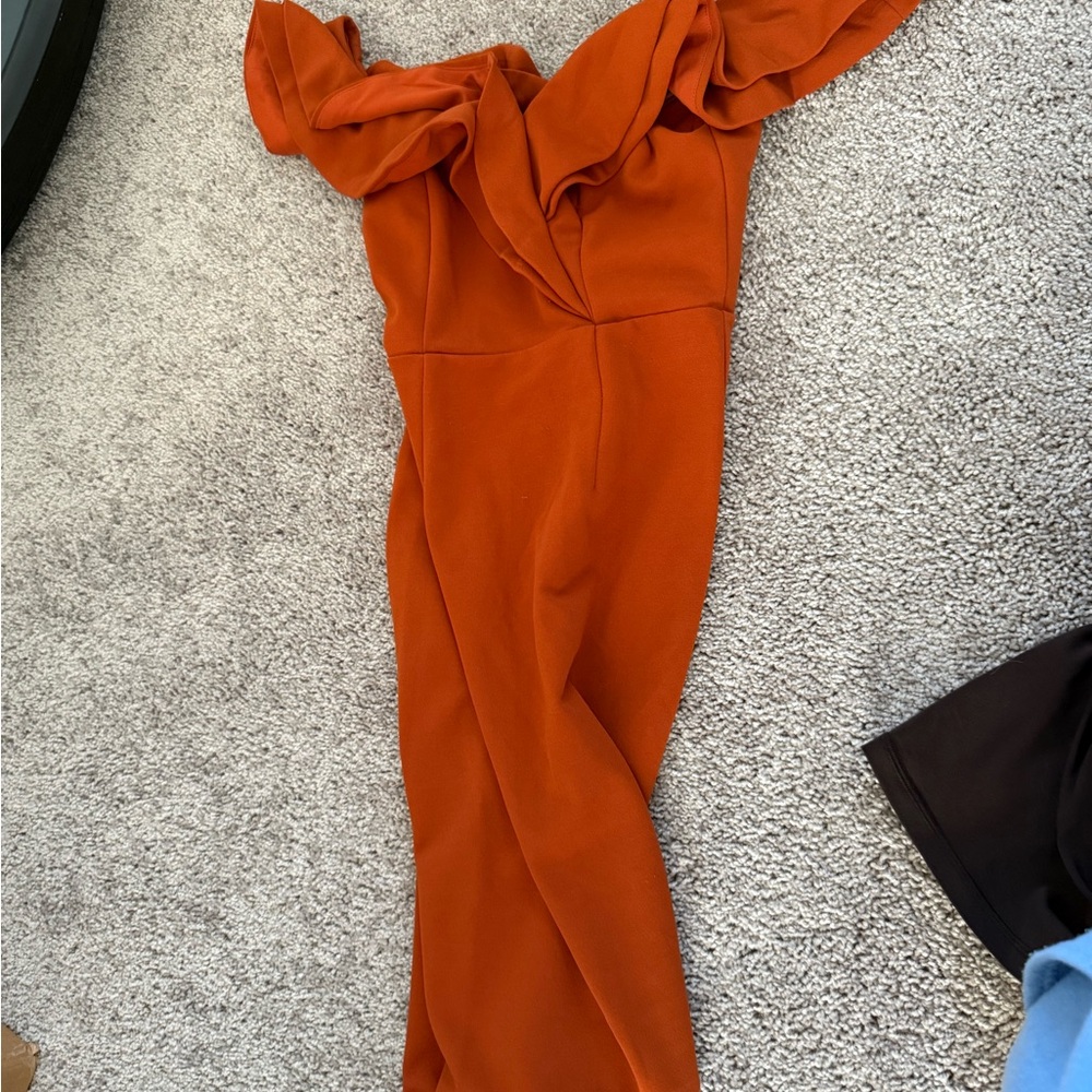 Selfie Leslie Terracotta Off-Shoulder Dress